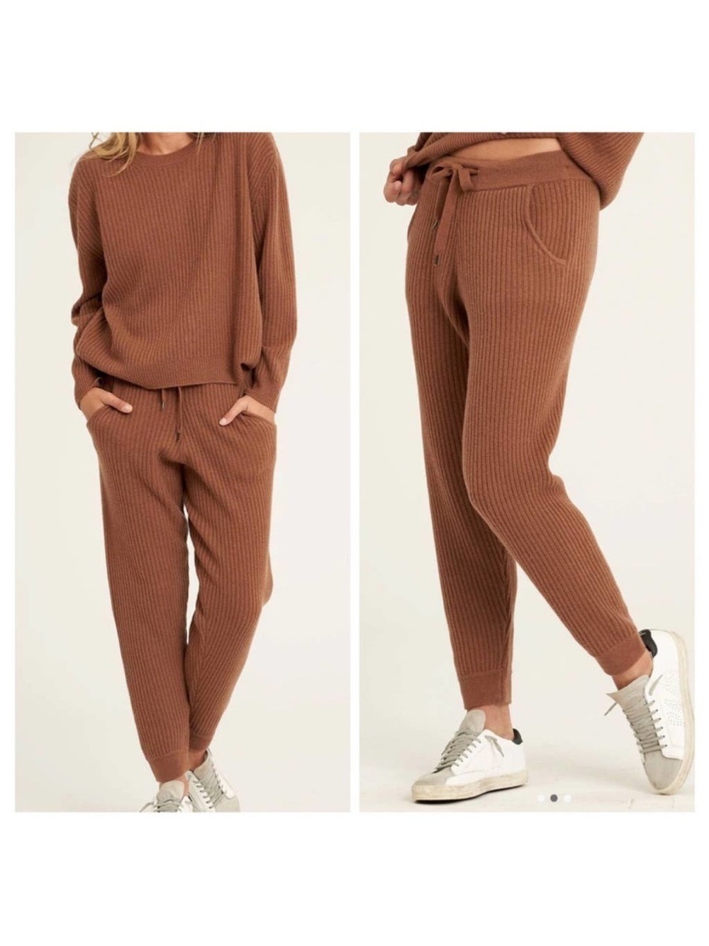Naked Cashmere Heidi Ribbed Jogger Pants in Hickory